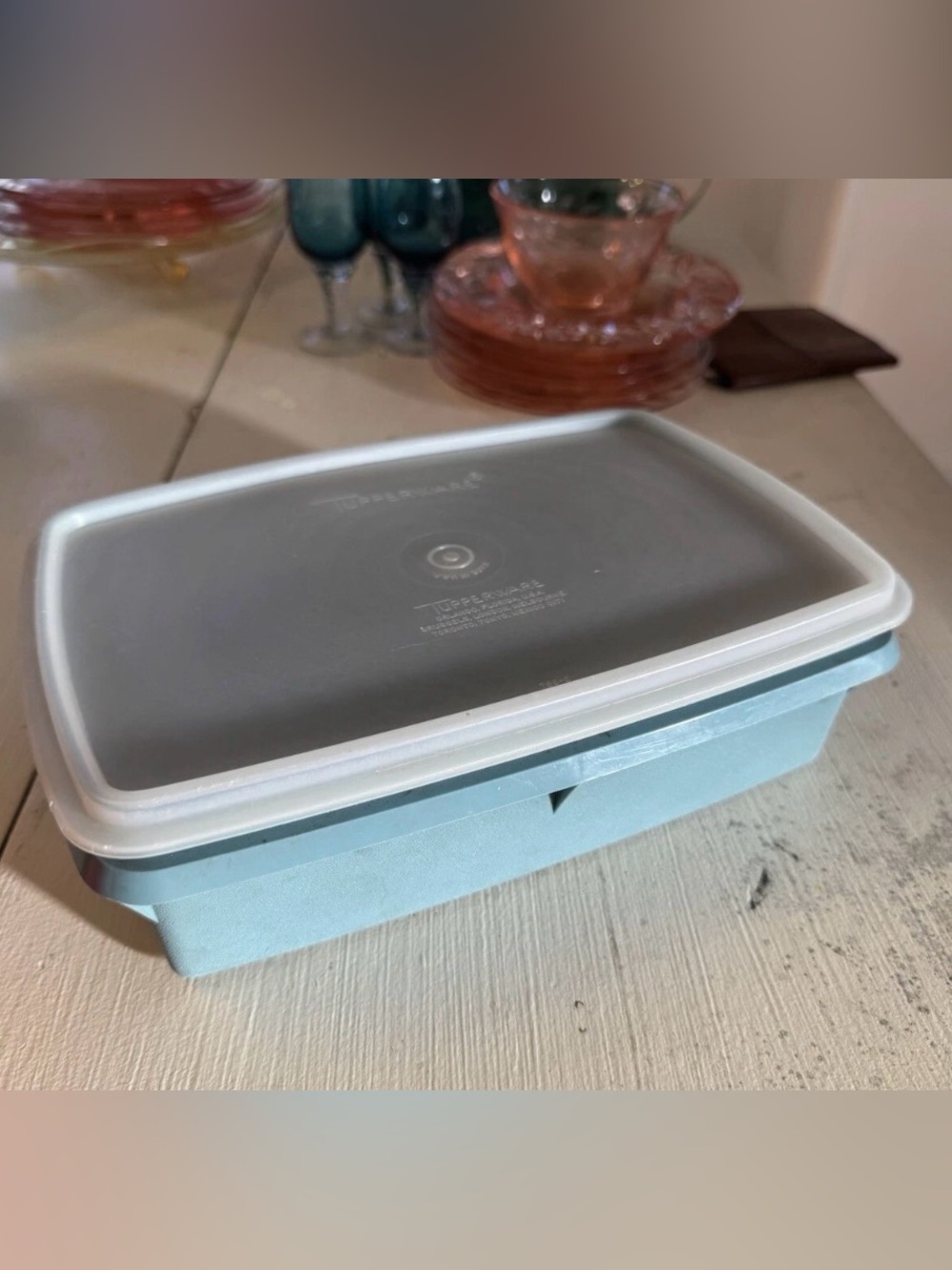 Vintage Tupperware Light Blue Rectangle Food Storage Container